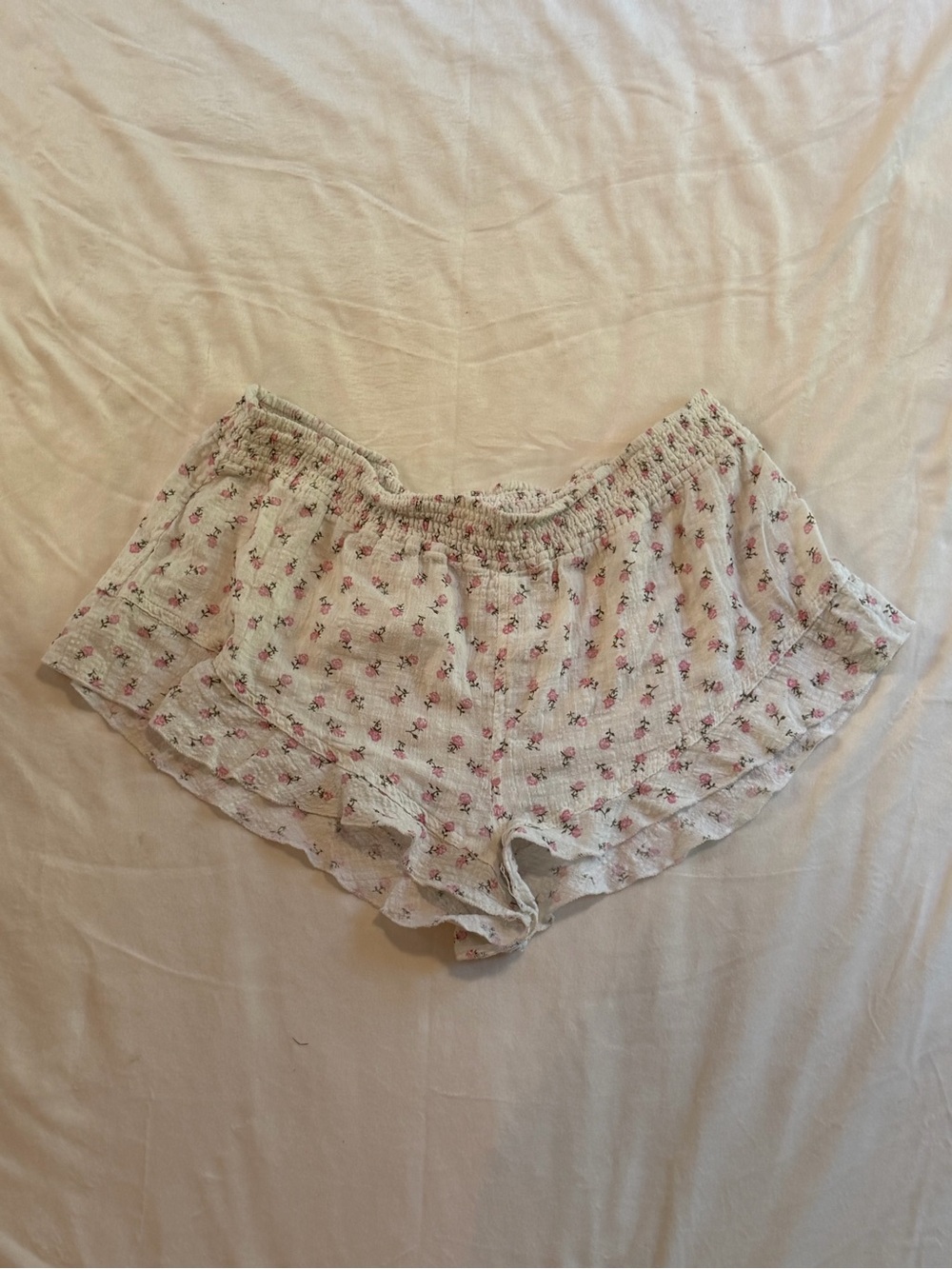 Urban Outfitters Cream Bloomer Shorts with Pink Floral